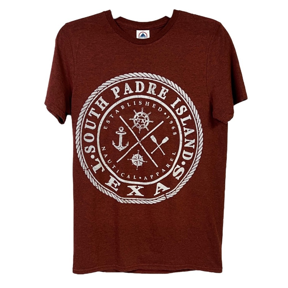 Delta Soft T-Shirt S Brown South Padre Island Texas Graphic Short Sleeve Coastal